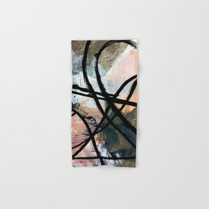 It comes and goes [2] - a black and white abstract mixed media piece with pink details Bath Towel Gallery Image 1