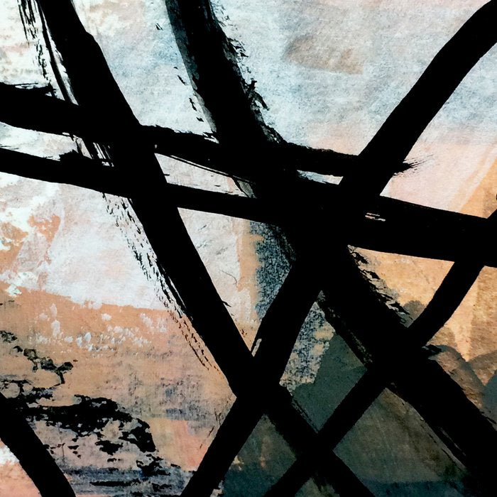 It comes and goes [2] - a black and white abstract mixed media piece with pink details Coffee Mug Gallery Image 2
