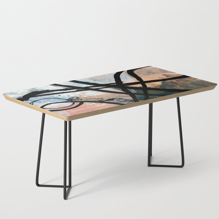 It comes and goes [2] - a black and white abstract mixed media piece with pink details Coffee Table Gallery Image 1