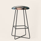 It comes and goes [2] - a black and white abstract mixed media piece with pink details Stool Gallery Image 1