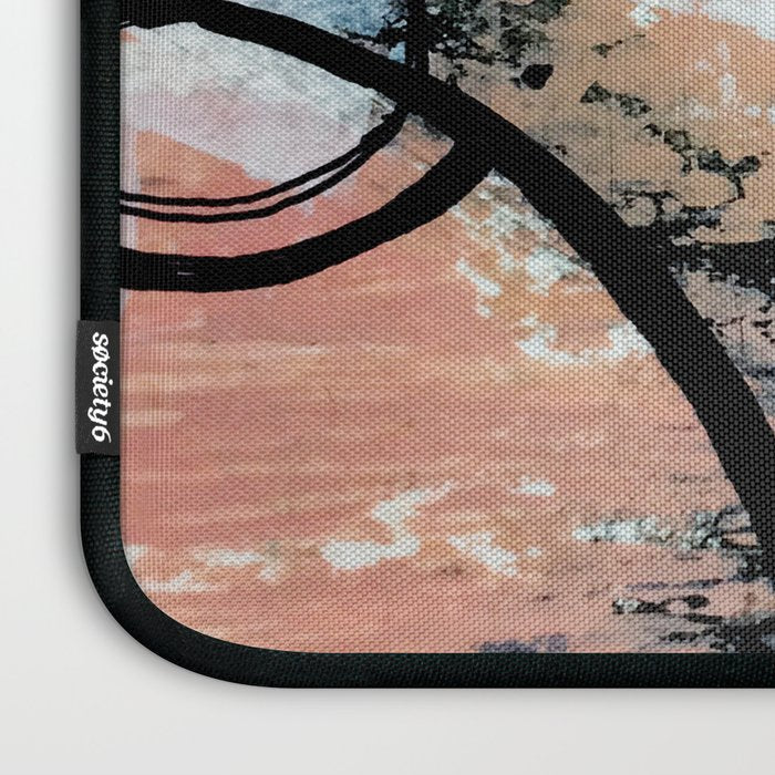 It comes and goes [2] - a black and white abstract mixed media piece with pink details Laptop Sleeve Gallery Image 3