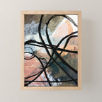 It comes and goes [2] - a black and white abstract mixed media piece with pink details Mini Art Print Gallery Image 1