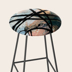 It comes and goes [2] - a black and white abstract mixed media piece with pink details Stool Gallery Image 2