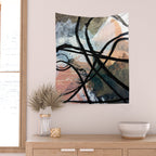 It comes and goes [2] - a black and white abstract mixed media piece with pink details Wall Tapestry Gallery Image 2