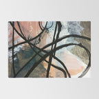 It comes and goes [2] - a black and white abstract mixed media piece with pink details Rug Gallery Image 2