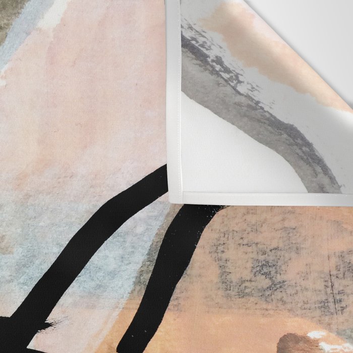 It comes and goes [2] - a black and white abstract mixed media piece with pink details Wall Tapestry Gallery Image 3