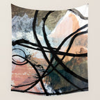 It comes and goes [2] - a black and white abstract mixed media piece with pink details Wall Tapestry Gallery Image 4