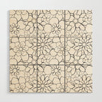 Black and white hand drawn flower art pattern Wood Wall Art Gallery Image 1