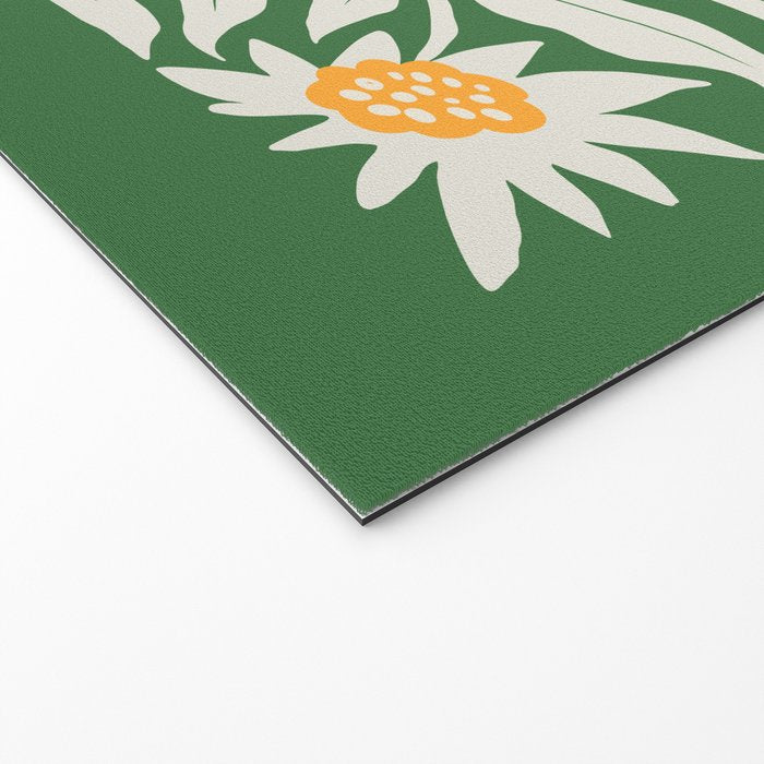 White Camellia & Fern Green Welcome Mat Gallery Image 2