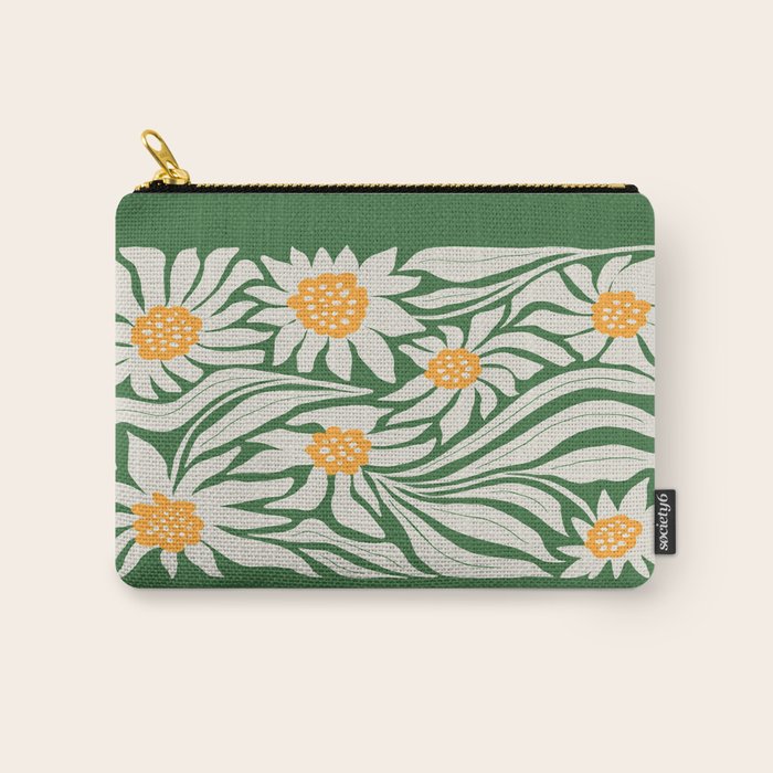 White Camellia & Fern Green Carry All Pouch Gallery Image 1