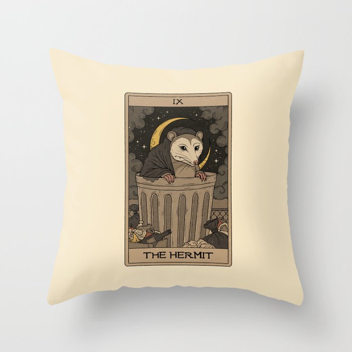 The Hermit - Possum Tarot Throw Pillow Gallery Image 6