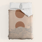 Vintage abstract landscape the great wave ocean sunset moon Duvet Cover Gallery Image 6