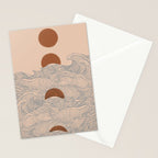 Vintage abstract landscape the great wave ocean sunset moon Stationery Card Gallery Image 2