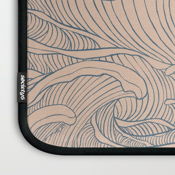 Vintage abstract landscape the great wave ocean sunset moon Laptop Sleeve Gallery Image 3