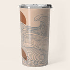 Vintage abstract landscape the great wave ocean sunset moon Travel Mug Gallery Image 2
