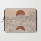 Vintage abstract landscape the great wave ocean sunset moon Laptop Sleeve Gallery Image 1