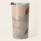 Vintage abstract landscape the great wave ocean sunset moon Travel Mug Gallery Image 3