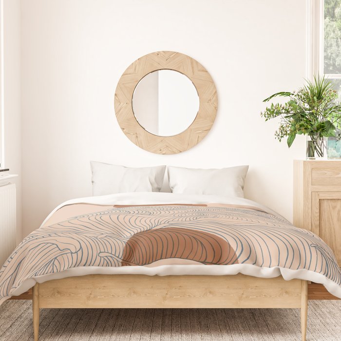 Vintage abstract landscape the great wave ocean sunset moon Duvet Cover Gallery Image 3