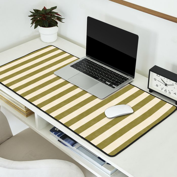 Cabana Stripe - moss green and cream Desk Mat Gallery Image 2