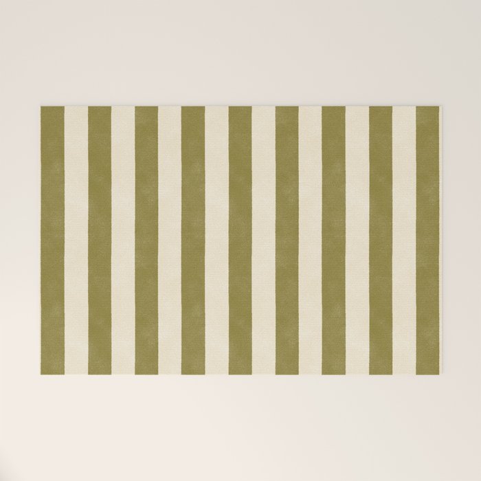 Cabana Stripe - moss green and cream Welcome Mat Gallery Image 1