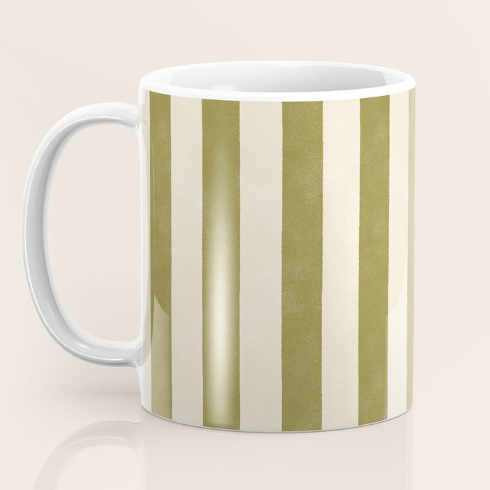 Cabana Stripe - moss green and cream Coffee Mug Gallery Image 3
