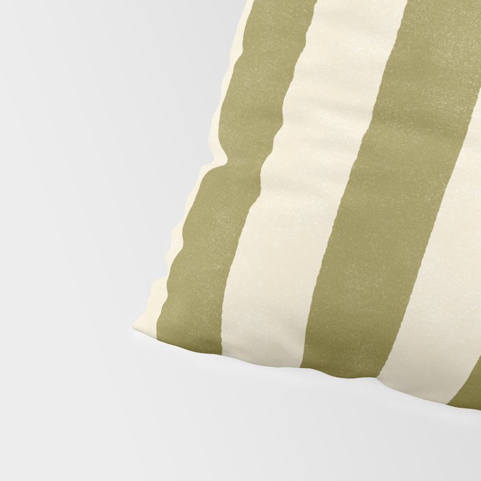 Cabana Stripe - moss green and cream Pillow Sham Gallery Image 4