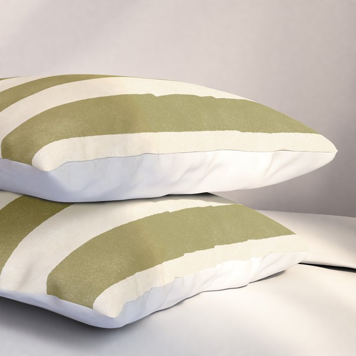 Cabana Stripe - moss green and cream Pillow Sham Gallery Image 3