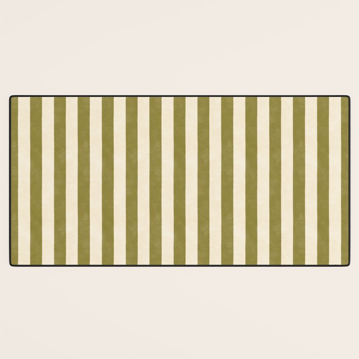 Cabana Stripe - moss green and cream Desk Mat Gallery Image 3