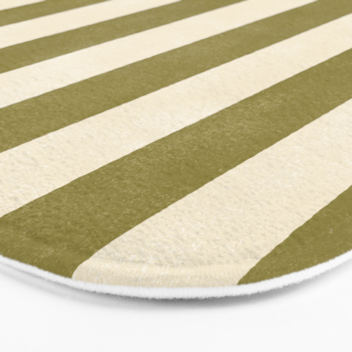 Cabana Stripe - moss green and cream Bath Mat Gallery Image 3