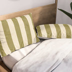 Cabana Stripe - moss green and cream Pillow Sham Gallery Image 2