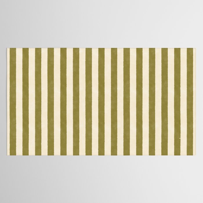 Cabana Stripe - moss green and cream Tablecloth Gallery Image 2