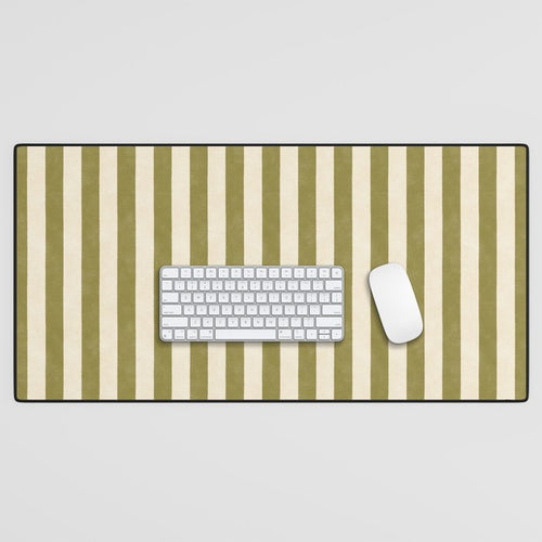 Cabana Stripe - Moss Green And Cream Desk Mat Gallery Image 1
