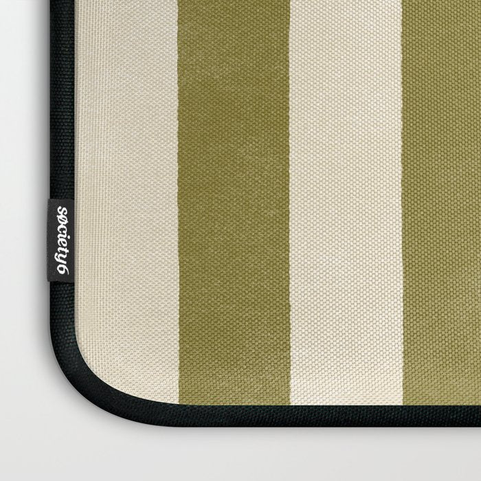 Cabana Stripe - moss green and cream Laptop Sleeve Gallery Image 3