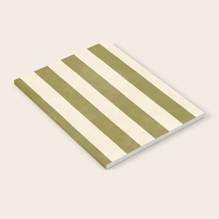 Cabana Stripe - moss green and cream Notebook Gallery Image 2