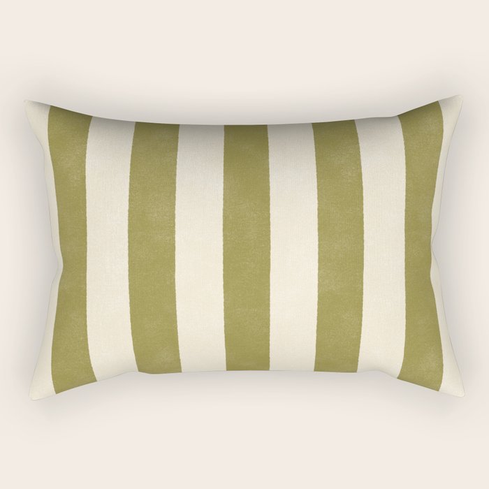 Cabana Stripe - moss green and cream Rectangular Pillow