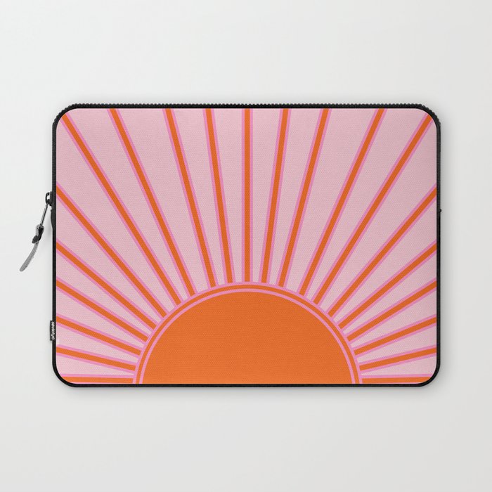 Sun Print Sunrise Sunshine Pastel Pink And Orange Retro Sun Wall Art Vintage Boho Modern Abstract Laptop Sleeve Gallery Image 1
