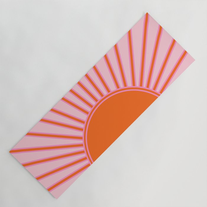 Sun Print Sunrise Sunshine Pastel Pink And Orange Retro Sun Wall Art Vintage Boho Modern Abstract Yoga Mat Gallery Image 1