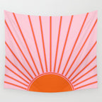 Sun Print Sunrise Sunshine Pastel Pink And Orange Retro Sun Wall Art Vintage Boho Modern Abstract Wall Tapestry Gallery Image 4