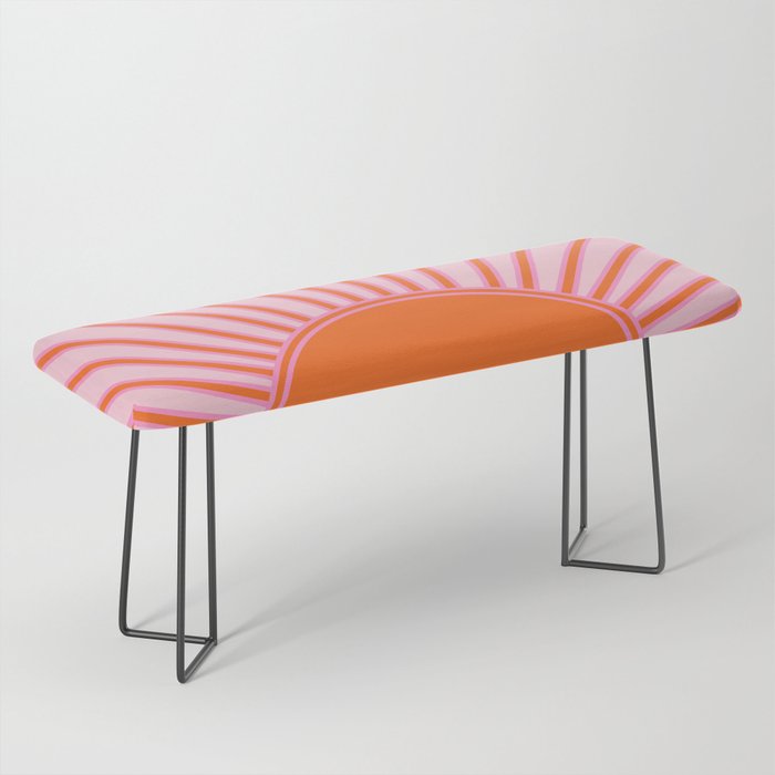 Sun Print Sunrise Sunshine Pastel Pink And Orange Retro Sun Wall Art Vintage Boho Modern Abstract Bench Gallery Image 1