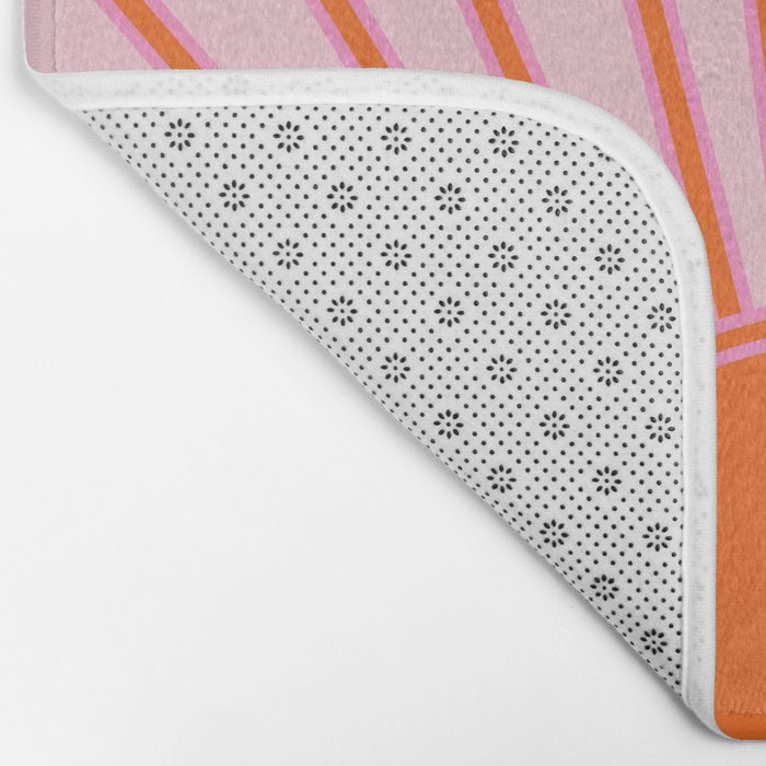 Sun Print Sunrise Sunshine Pastel Pink And Orange Retro Sun Wall Art Vintage Boho Modern Abstract Bath Mat Gallery Image 2