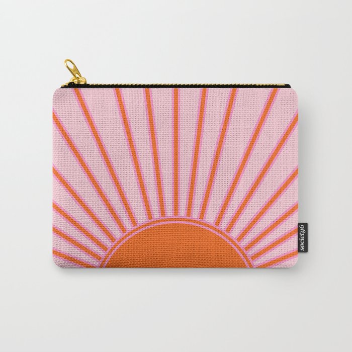 Sun Print Sunrise Sunshine Pastel Pink And Orange Retro Sun Wall Art Vintage Boho Modern Abstract Carry All Pouch Gallery Image 1