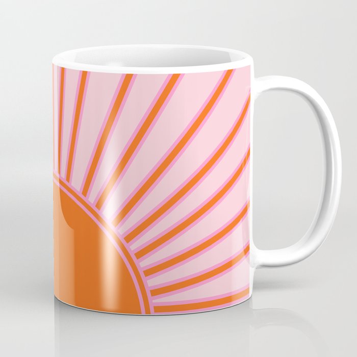 Sun Print Sunrise Sunshine Pastel Pink And Orange Retro Sun Wall Art Vintage Boho Modern Abstract Coffee Mug Gallery Image 1