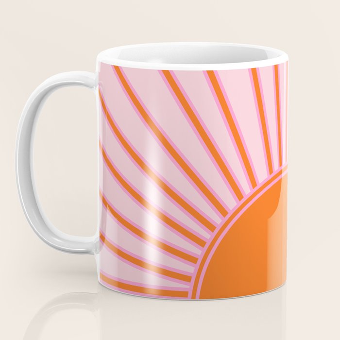 Sun Print Sunrise Sunshine Pastel Pink And Orange Retro Sun Wall Art Vintage Boho Modern Abstract Coffee Mug Gallery Image 3