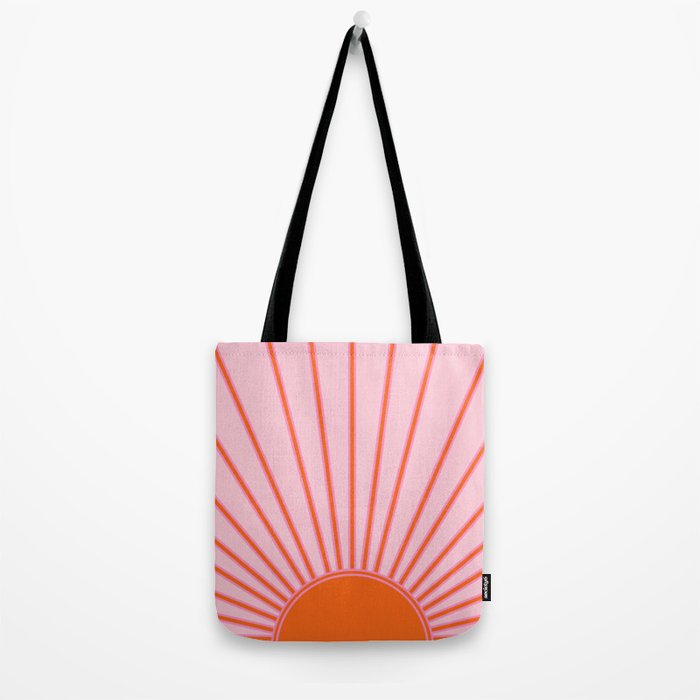 Sun Print Sunrise Sunshine Pastel Pink And Orange Retro Sun Wall Art Vintage Boho Modern Abstract Tote Bag Gallery Image 2