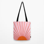 Sun Print Sunrise Sunshine Pastel Pink And Orange Retro Sun Wall Art Vintage Boho Modern Abstract Tote Bag Gallery Image 2