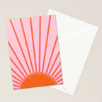 Sun Print Sunrise Sunshine Pastel Pink And Orange Retro Sun Wall Art Vintage Boho Modern Abstract Stationery Card Gallery Image 2