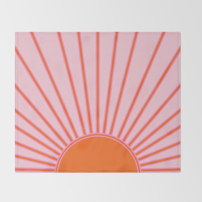 Sun Print Sunrise Sunshine Pastel Pink And Orange Retro Sun Wall Art Vintage Boho Modern Abstract Throw Blanket Gallery Image 2