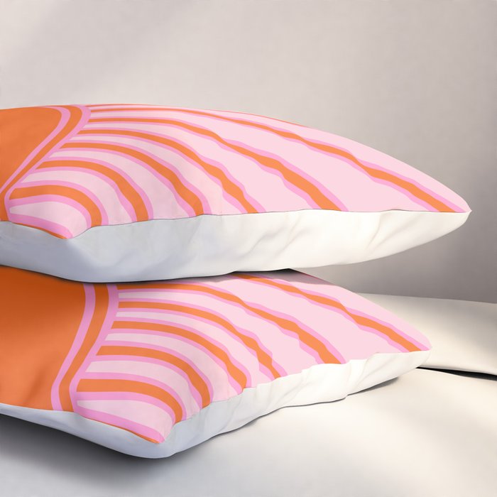 Sun Print Sunrise Sunshine Pastel Pink And Orange Retro Sun Wall Art Vintage Boho Modern Abstract Pillow Sham Gallery Image 3