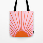 Sun Print Sunrise Sunshine Pastel Pink And Orange Retro Sun Wall Art Vintage Boho Modern Abstract Tote Bag Gallery Image 1