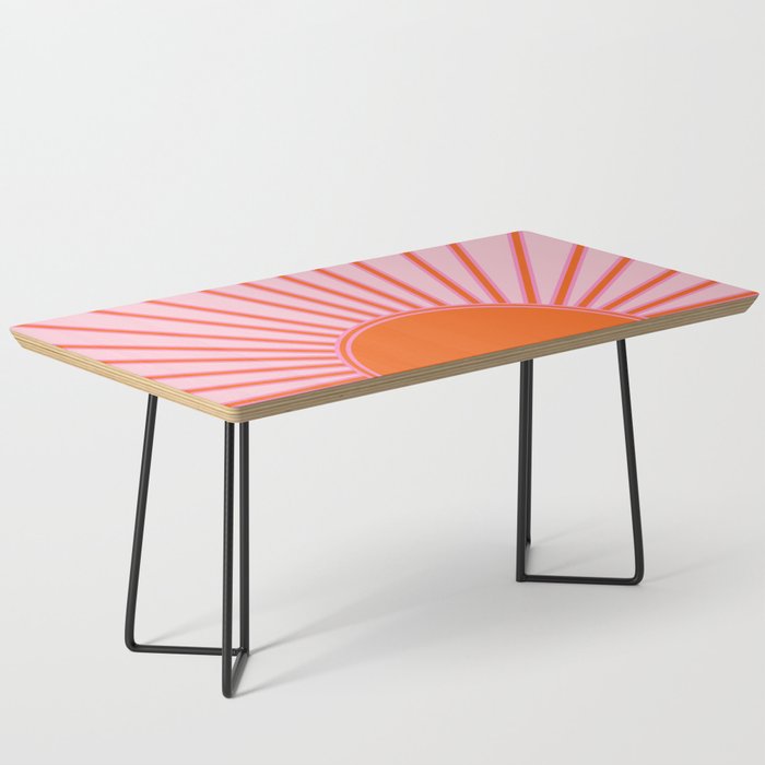 Sun Print Sunrise Sunshine Pastel Pink And Orange Retro Sun Wall Art Vintage Boho Modern Abstract Coffee Table Gallery Image 1